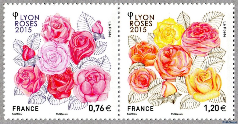 Roses Diptyque 0,76 euro et 1,20 euro
