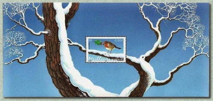 Image du timbre Meilleurs voeux-Bloc-feuillet rouge-gorge