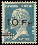 Pasteur - 10F sur 1,50F bleu
   Paquebot «Ile de France» - Surtaxe aérienne
