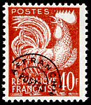 Image du timbre Coq Gaulois 40F rouge-brun