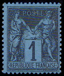 Groupe «Paix et Commerce»<br />Type Sage 1c noir sur bleu de Prusse<br />dit «Le bleu de Prusse»