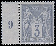 Image du timbre Groupe «Paix et Commerce»Type Sage 3c gris-acier sur gris pâle-Millésime 9
