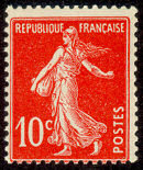 Image du timbre Semeuse camée 10c rouge fond plein sans sol
