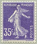 Image du timbre Semeuse 35c violet fond plein sans sol, inscriptions grasses
