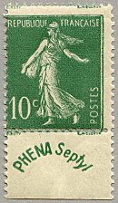 Image du timbre Semeuse camée 10c vert-Publicité «Phéna Septyl»