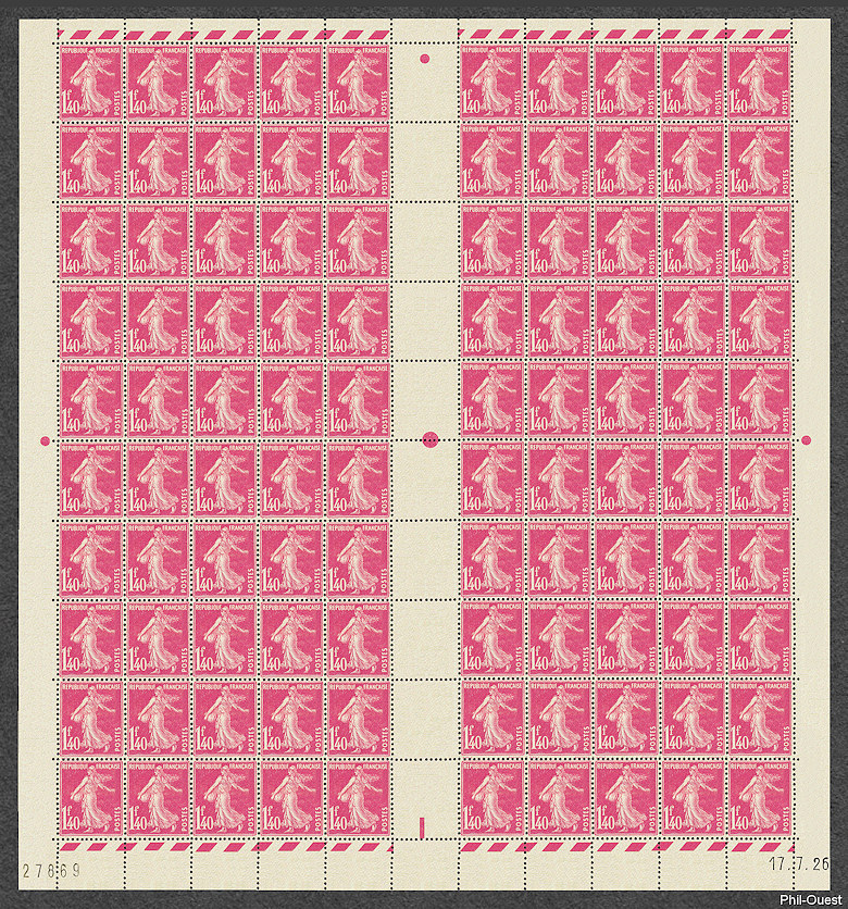 Image du timbre Semeuse camée 2ème série 1F40 rose -  Feuille de 100 timbres