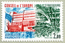 Image du timbre Le bâtiment du Conseil à Strasbourg - 2 F