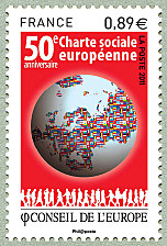 Image du timbre Cinquantième anniversaire de la Charte Sociale Européenne