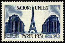 Nations unies -  Paris  1951, 30 F bleu