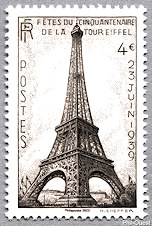 Image du timbre Tour Eiffel brun-foncé