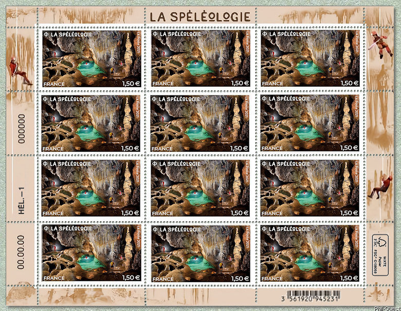 La spéléologie - Feuille de 12 timbres
