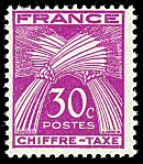 Chiffre-taxe  type gerbes 30 c lilas