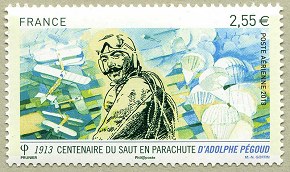 Image du timbre Adolphe Pegoud-Centenaire du premier saut en parachute 1913