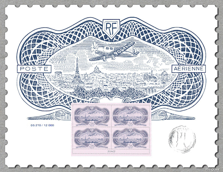 Image du timbre Affiche avec 4 timbres du «Burelé»