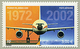 Image du timbre Premier vol de l'Airbus A300  1972-2002