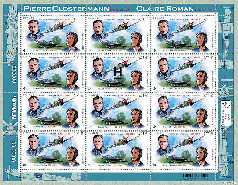Image du timbre Pierre Clostermann 1921 - 2006  -  Claire Roman 1906 - 1941