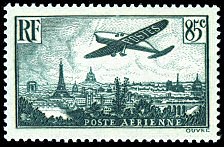 Image du timbre Avion survolant Paris 85c vert foncé