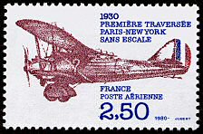 Image du timbre 1930 Première  traversée-Paris-New-York sans escale