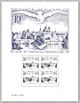 L'affiche de 4 timbres de 2023 XIIème congrès de l´Union Postale Universelle Paris 1947Vue de Paris