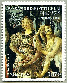 Image du timbre Sandro Botticelli 1445-1510-Zéphyr et Flores - Timbre autoadhésif