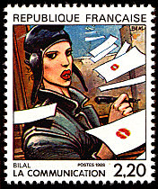 Image du timbre «La communication» vue par Bilal