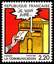 Image du timbre «La communication» vue par Jean-Claude Forest