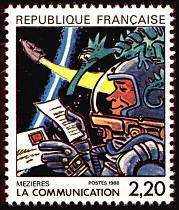 Image du timbre «La communication» vue par Jean-Claude Mezières