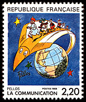 Image du timbre «La communication» vue par Pellos