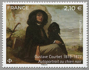 Image du timbre Gustave Courbet 1819-1877 - Autoportrait au chien noir