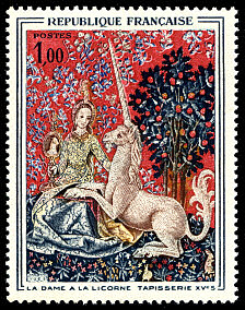 Image du timbre La Dame à la licorne - Tapisserie XVe S
