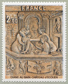 Image du timbre Diane au bain-Manteau de cheminée de 1567-Château d'Écouen (Val d'Oise)