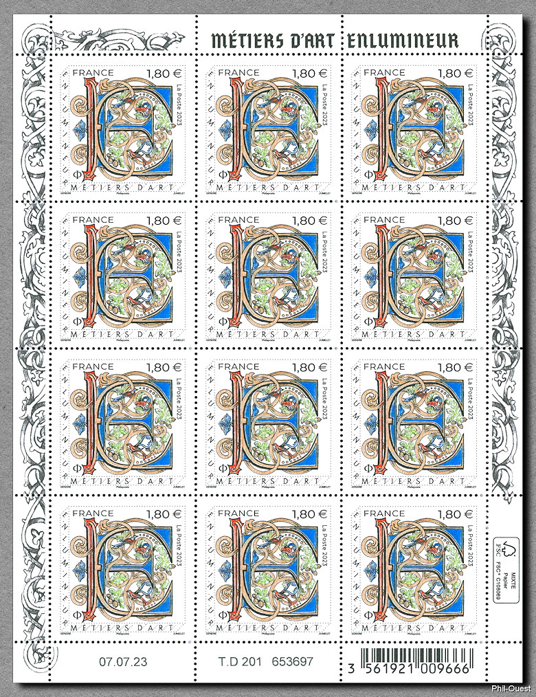 Image du timbre Enlumineur - Le feuillet de 12 timbres