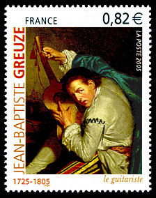 Image du timbre Jean-Baptiste Greuze 1725-1805-«Le guitariste»