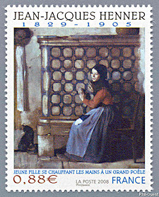 Image du timbre Jean-Jacques Henner 1829 - 1905-Jeune fille se chauffant les mains à un grand poële