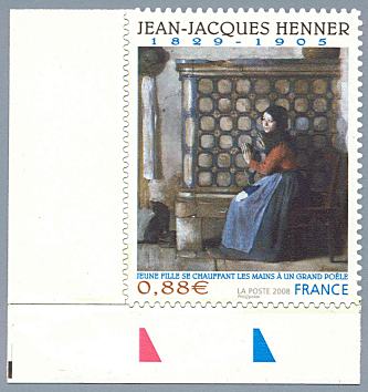 Image du timbre Jean-Jacques Henner 1829 - 1905-Jeune fille se chauffant les mains à un grand poële