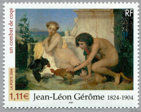 Image du timbre Jean-Léon Gérôme (1824-1904)Un combat de coqs