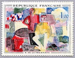Image du timbre Roger de la Fresnaye «14 Juillet»

Esquisse préparatoire - Musée d´Art moderne, Paris 
-
 Impression rouge décalée