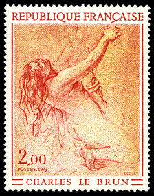 Image du timbre Charles Le BrunEtude de femme à genoux