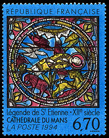 Image du timbre Vitrail de la cathédrale Saint Julien du MansLa légende de Saint-Etienne (XIIe siècle)
