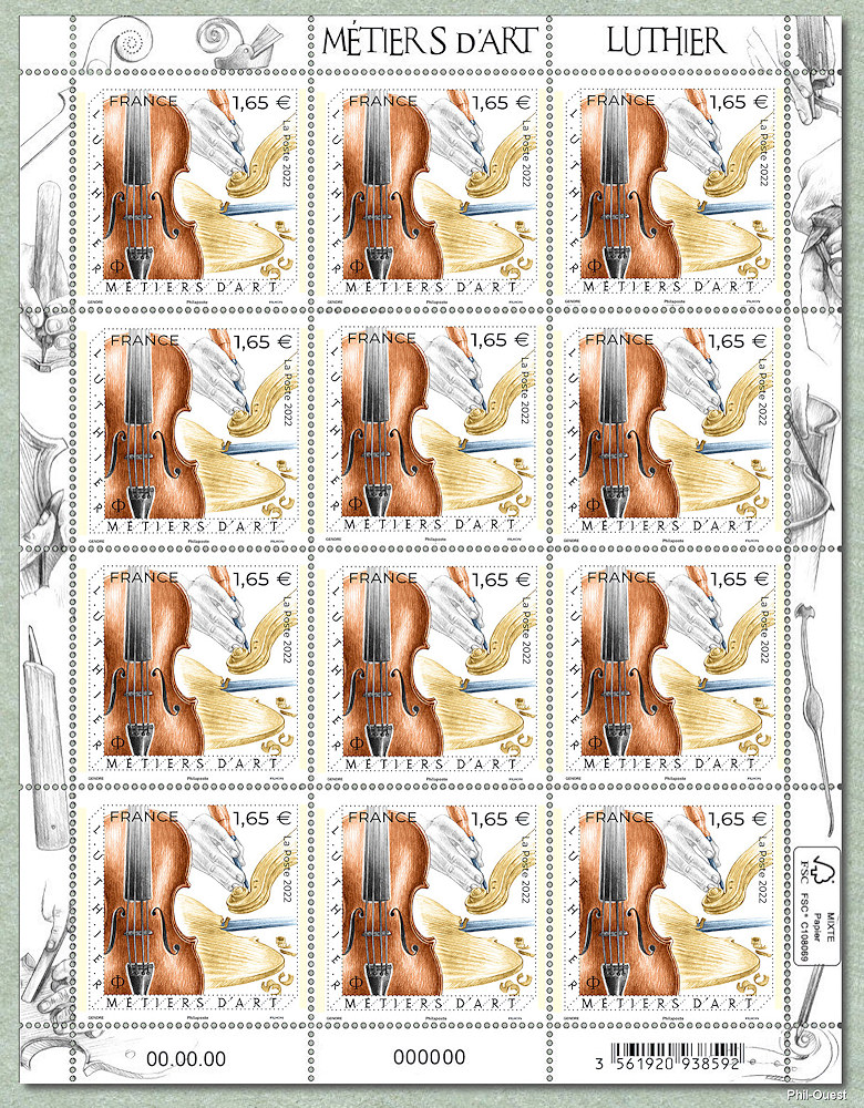 Image du timbre Luthier - La feuille de 12 timbres