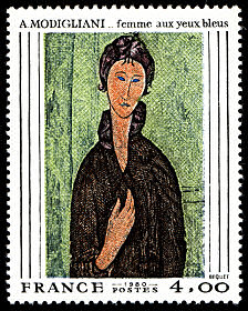 Image du timbre Amadeo Modigliani 1884-1920 «Femme aux yeux bleus» 