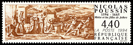 Image du timbre Nicolas Poussin 1594-1665 « Moïse et les Filles de Jethro »