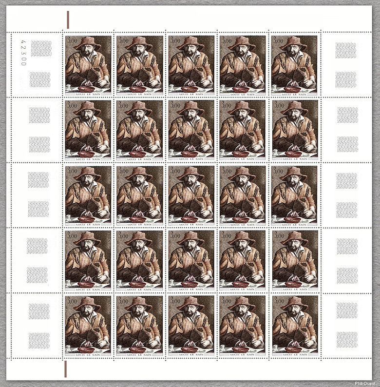 Image du timbre Louis Le Nain-« Famille de paysans dans un intérieur » (Extrait) - Feuille de 25 timbres