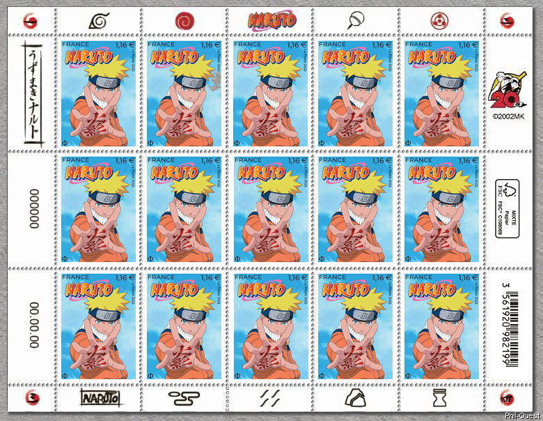 Image du timbre Naruto - Feuille de  15 timbres