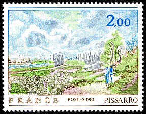 Image du timbre Camille Pissarro 1830-1903«La sente du chou» 1878 Musée de la Chartreuse (Douai)