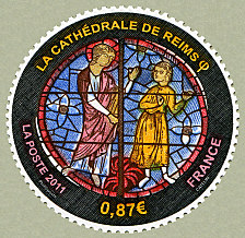 Image du timbre Détail de la rose nord, Dieu réprimandant Adam pour  Péché originel