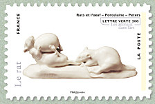 Image du timbre Rats et l'oeuf, porcelaine
-Peters - Musée Adrien Dubouché, Limoges