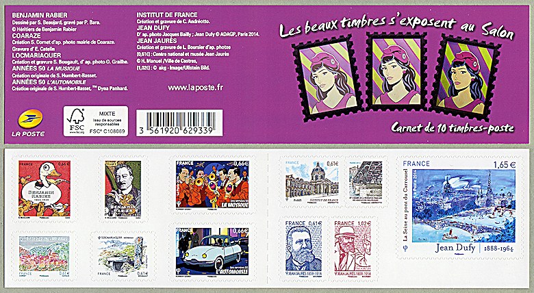 Image du timbre Carnet de 10 timbres autoadhésifs - «Les beaux timbres s'exposent au Salon»