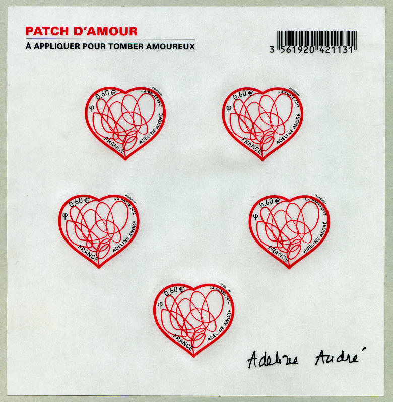 Image du timbre Les coeurs d'Adeline André -« Patch d'amour à appliquer pour tomber amoureux»