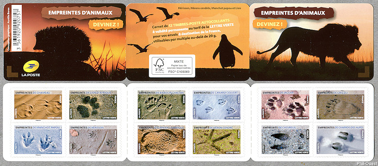 Image du timbre Empreintes d'animaux